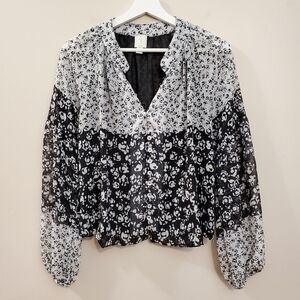 Joie - Caillie Black And White Boho Blouse - Size M